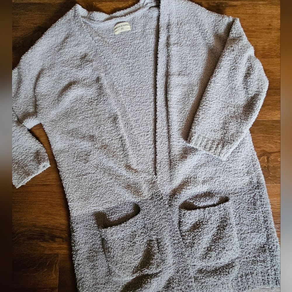 Cozy Gray Women's Open Front Cardigan Sweater